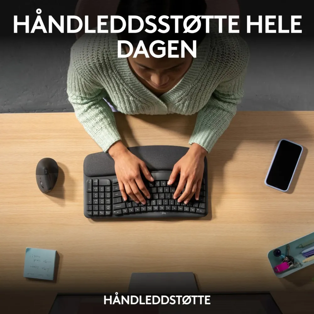 Logitech Datatilbehør|Tastatur|Mx Wave Keys Trådløst og ergonomisk tastatur