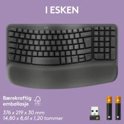 Logitech Datatilbehør|Tastatur|Mx Wave Keys Trådløst og ergonomisk tastatur