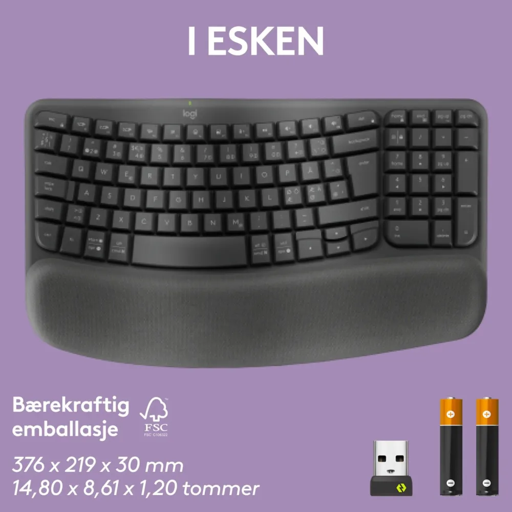 Logitech Datatilbehør|Tastatur|Mx Wave Keys Trådløst og ergonomisk tastatur
