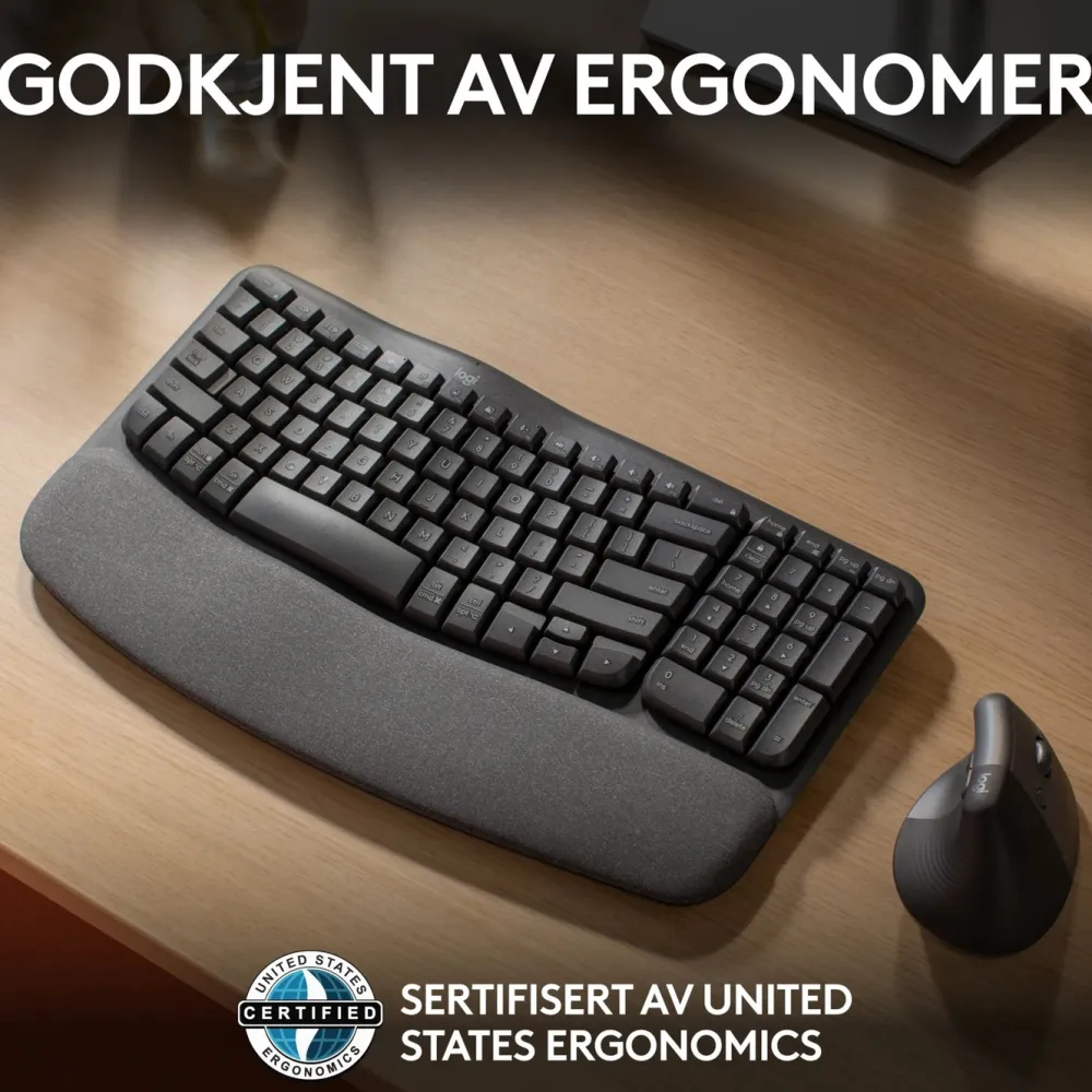 Logitech Datatilbehør|Tastatur|Mx Wave Keys Trådløst og ergonomisk tastatur