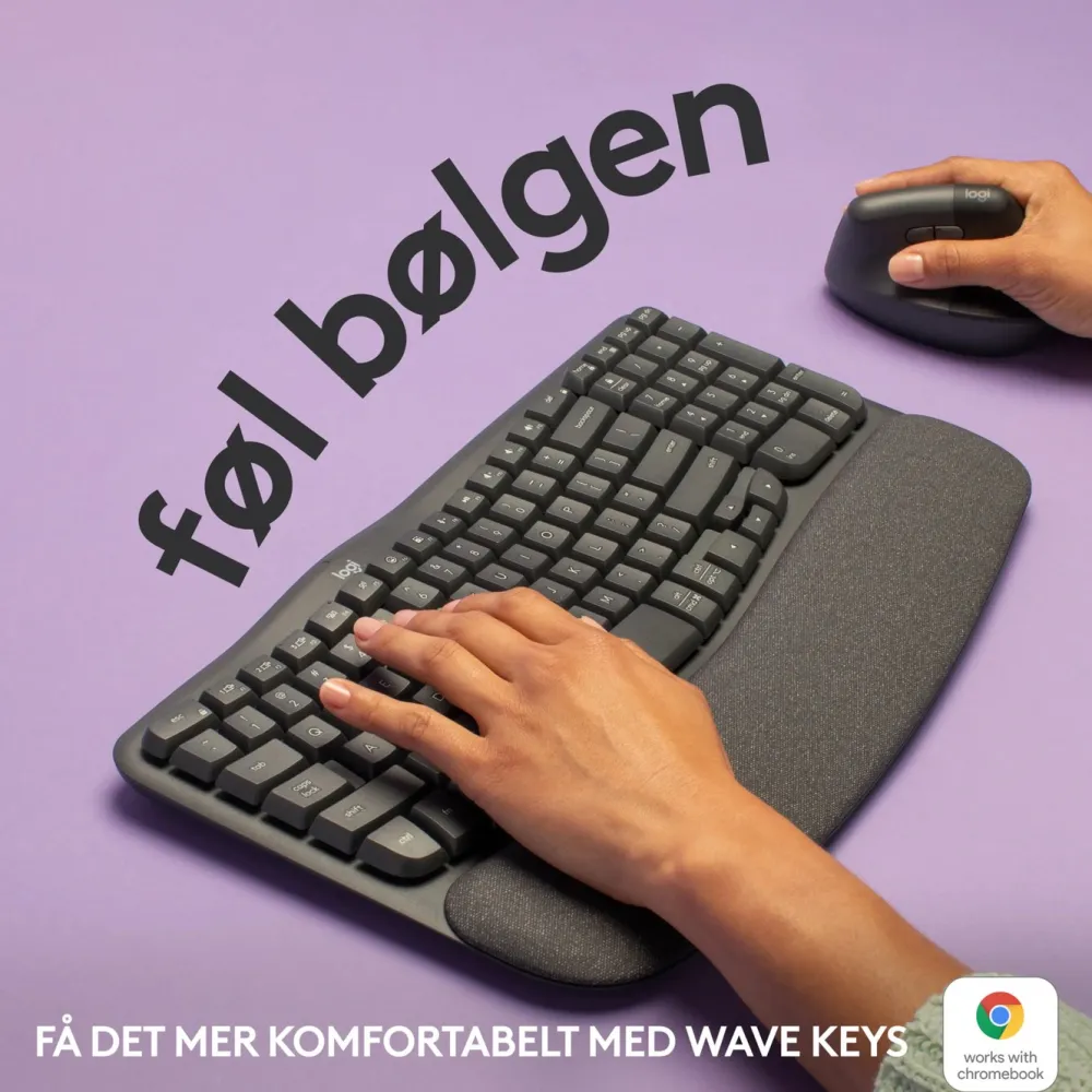 Logitech Datatilbehør|Tastatur|Mx Wave Keys Trådløst og ergonomisk tastatur