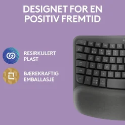 Logitech Datatilbehør|Tastatur|Mx Wave Keys Trådløst og ergonomisk tastatur