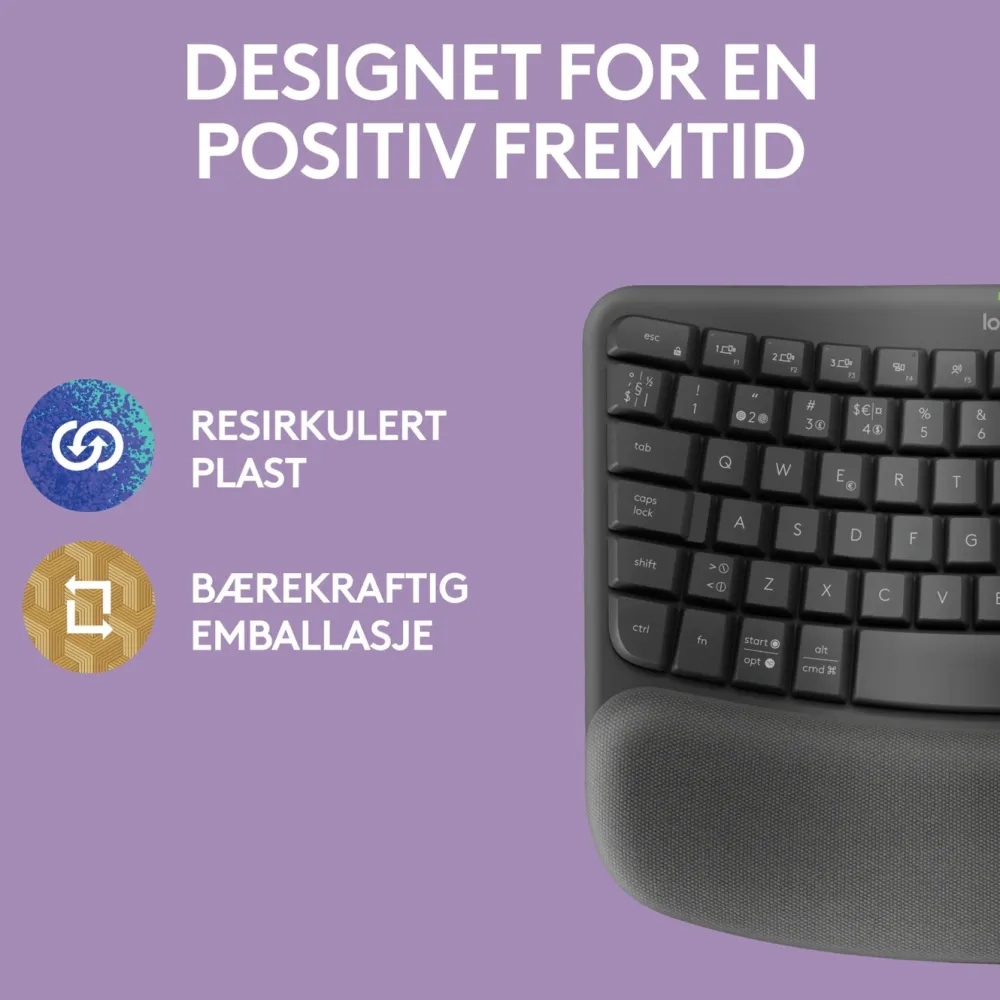 Logitech Datatilbehør|Tastatur|Mx Wave Keys Trådløst og ergonomisk tastatur