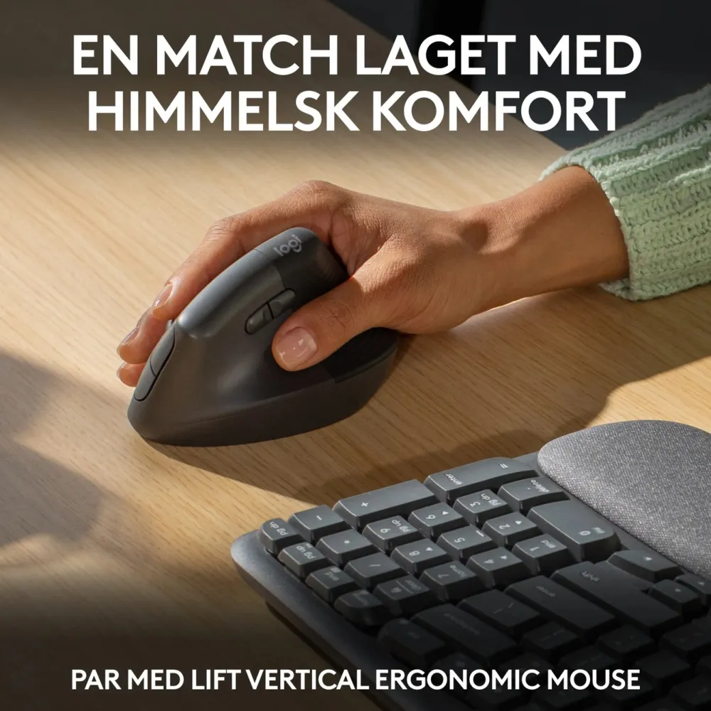Logitech Datatilbehør|Tastatur|Mx Wave Keys Trådløst og ergonomisk tastatur