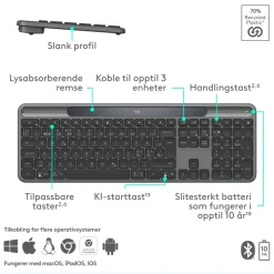 Logitech Tastatur|Gaming Tastatur|Signature Slim Solar+ Trådløst tastatur