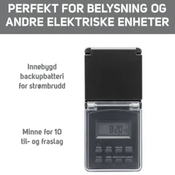 Luxorparts Sterkstrøm|Digital timer 7 døgn for utendørsbruk