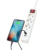 Luxorparts Strømledninger|Sterkstrøm|Grenuttak med USB-lading 3-veis