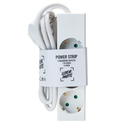 Luxorparts Strømledninger|Sterkstrøm|Grenuttak 3-veis 1 m hvit 2-pk.