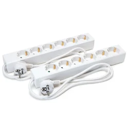 Luxorparts Strømledninger|Sterkstrøm|Grenuttak 6-veis 1 m hvit 2-pk.