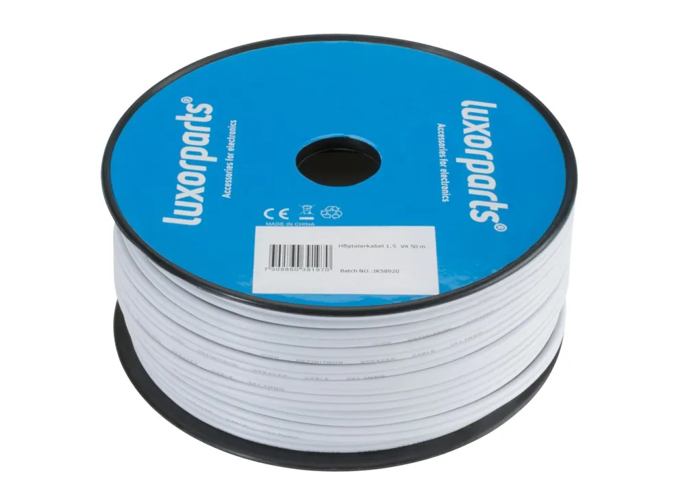 Luxorparts Lyd- & Videokabler|Høyttalerkabel 1,5 mm², hvit 25 m
