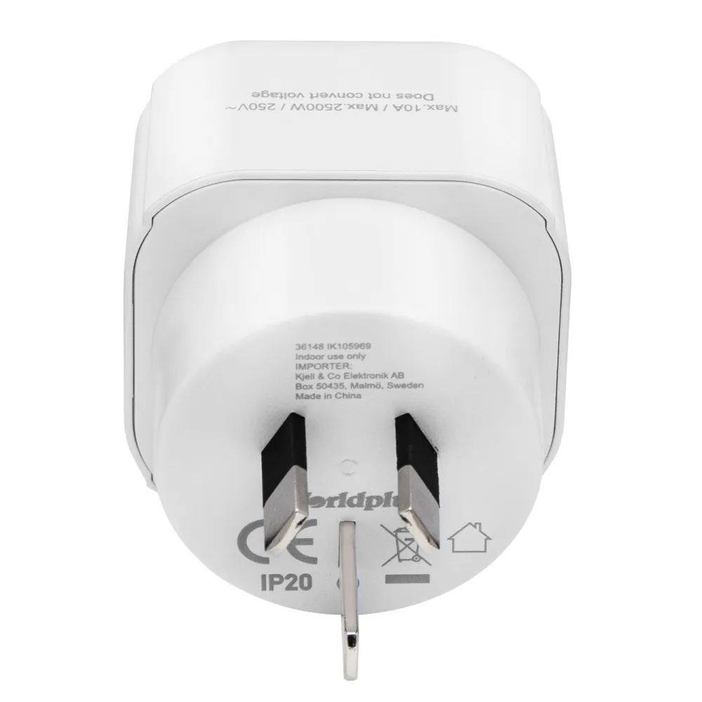 Luxorparts Reiseeffekter|Overfallsalarm|Jordet reiseadapter Australia, Kina