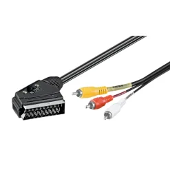 Luxorparts Lyd- & Videokabler|Kabler Til Tv|Kabel SCART-3xRCA med bryter 1,5 m