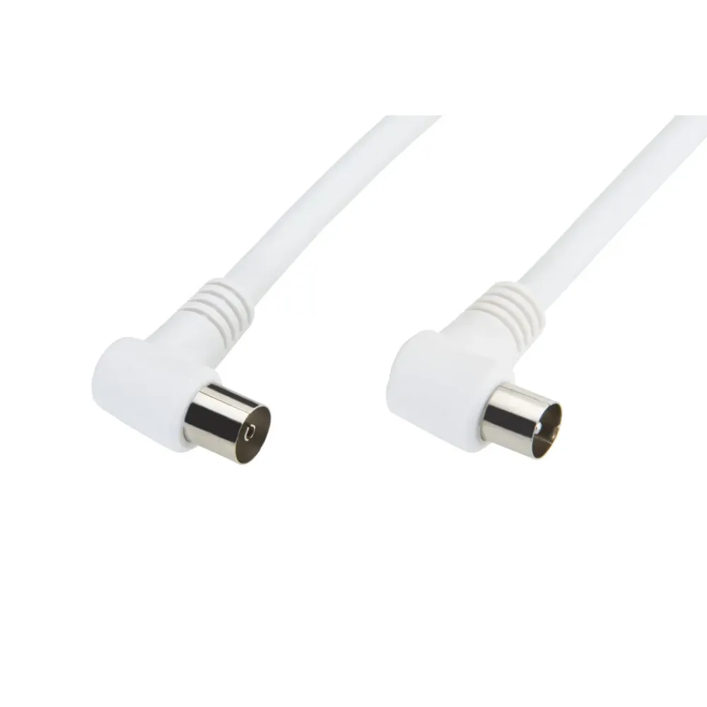 Luxorparts Kabler Til Tv|Vinklet antennekabel klasse A, hvit 2,5 m
