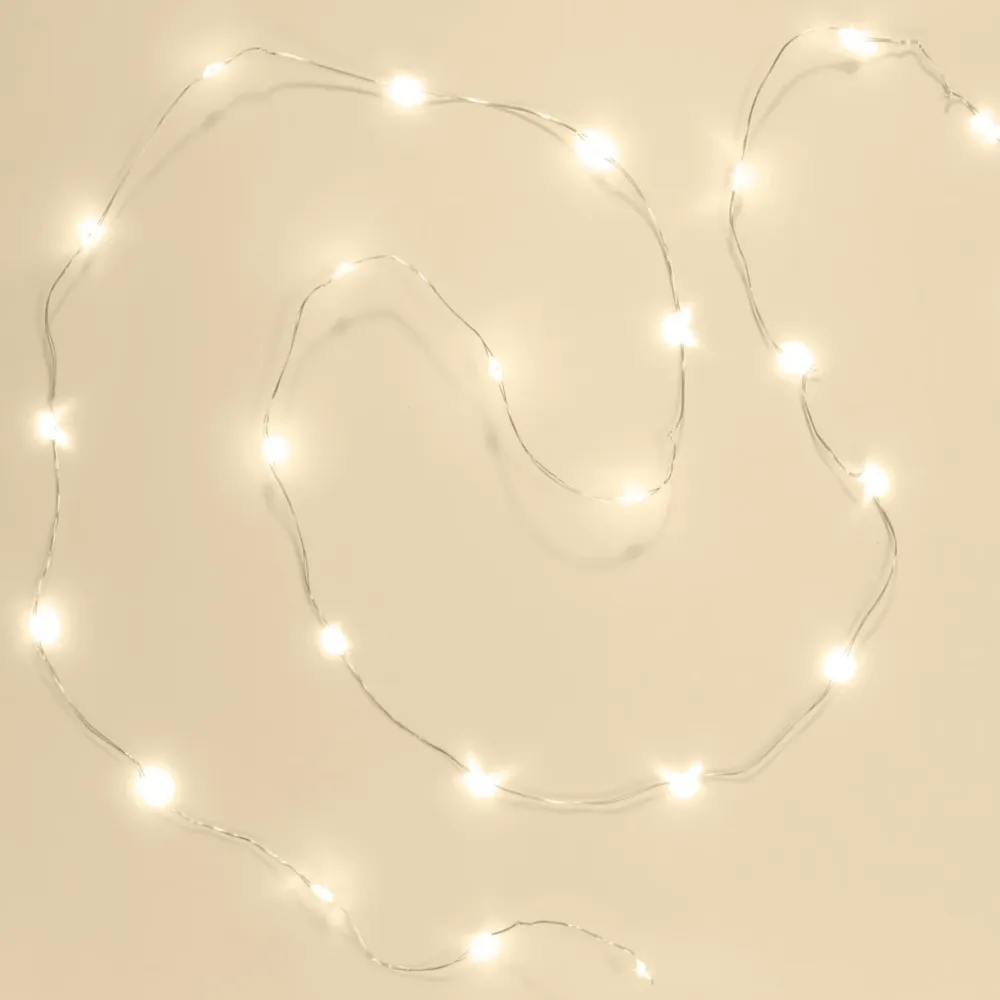 Kjell Lyslenker|Julelys|Lyslenke Micro 40 LED 1,95 m, batteridrevet (sølv)