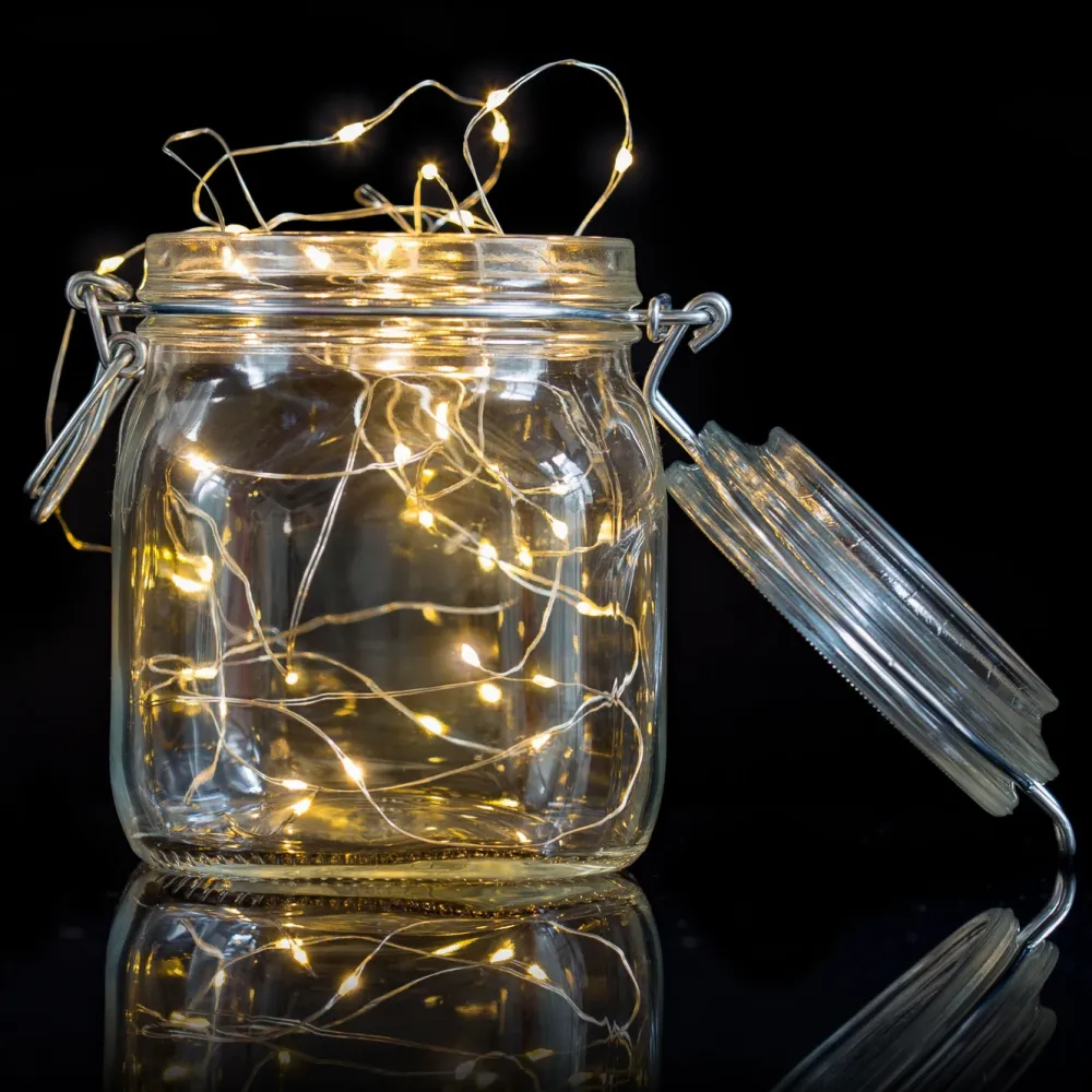 Kjell Lyslenker|Julelys|Lyslenke Micro 40 LED 1,95 m, batteridrevet (sølv)