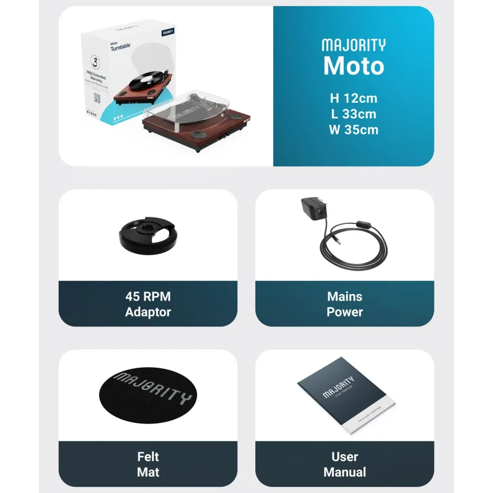 Majority Musikkspiller Og Radio|Digitaliser Lyd Og Bilde|Moto Platespiller med Bluetooth