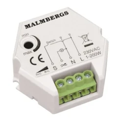 Malmbergs Sterkstrøm|Boksdimmer for lavvoltshalogenpærer og LED-pærer, 1-200 W