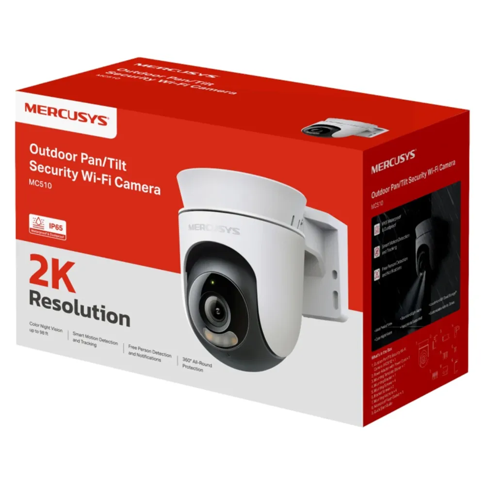 Mercusys Kameraovervåking|MC510 – Outdoor Pan/Tilt Security wifi overvåkingskamera