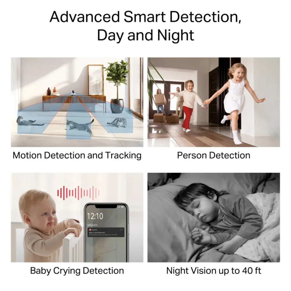 Mercusys Kameraovervåking|MC210 – Pan/Tilt Home Security wifi overvåkingskamera