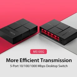 Mercusys Kablet Nettverk|MS105G 5-porters gigabitswitch