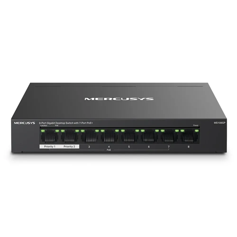 Mercusys Kablet Nettverk|MS108GP 8-porters gigabitswitch med POE+