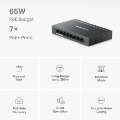 Mercusys Kablet Nettverk|MS108GP 8-porters gigabitswitch med POE+