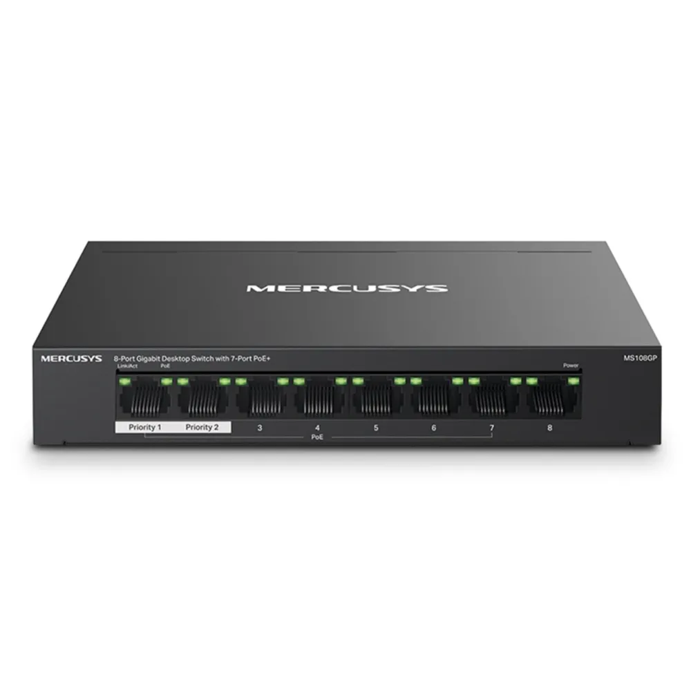 Mercusys Kablet Nettverk|MS108GP 8-porters gigabitswitch med POE+