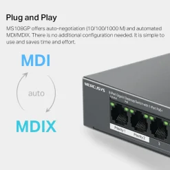 Mercusys Kablet Nettverk|MS108GP 8-porters gigabitswitch med POE+