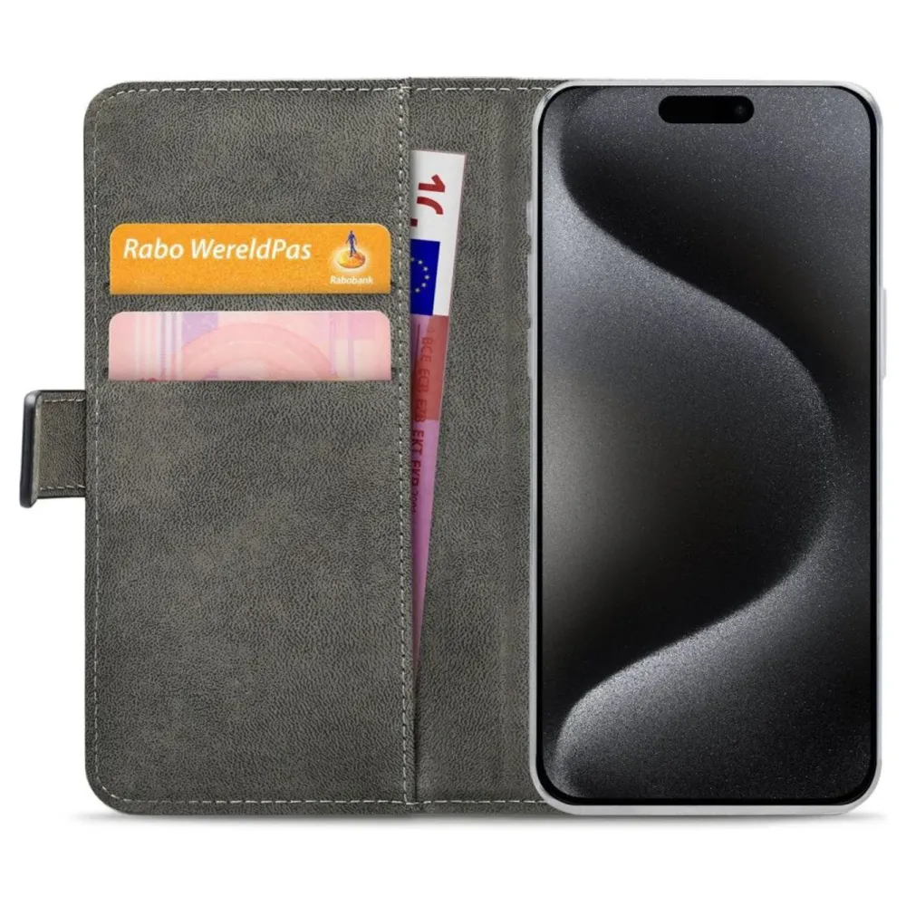Mobilize Iphone-Tilbehør|Classic Gelly Wallet Book Case – Mobildeksel for iPhone 15 Pro Svart