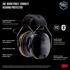 3M WorkTunes Kropp Og Helse|Connect & Solar hørselvern Bluetooth Svart