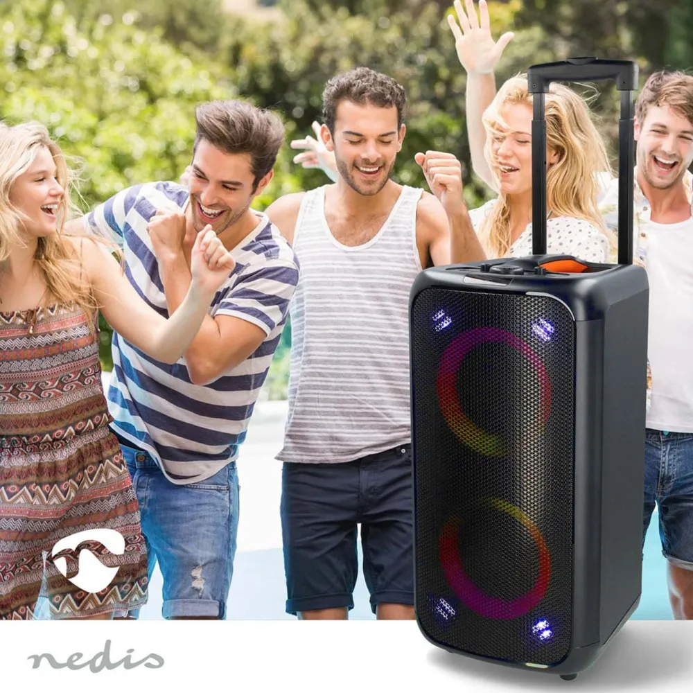 Nedis Høyttaler|Kalas & Fest|Bluetooth Party Speaker med karaokefunksjon