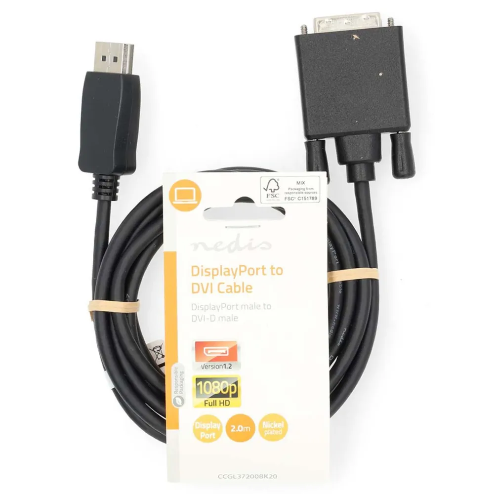 Nedis Kabler Til Datamaskin|Kabler Og Adaptere|Displayport til DVI-kabel 2 m