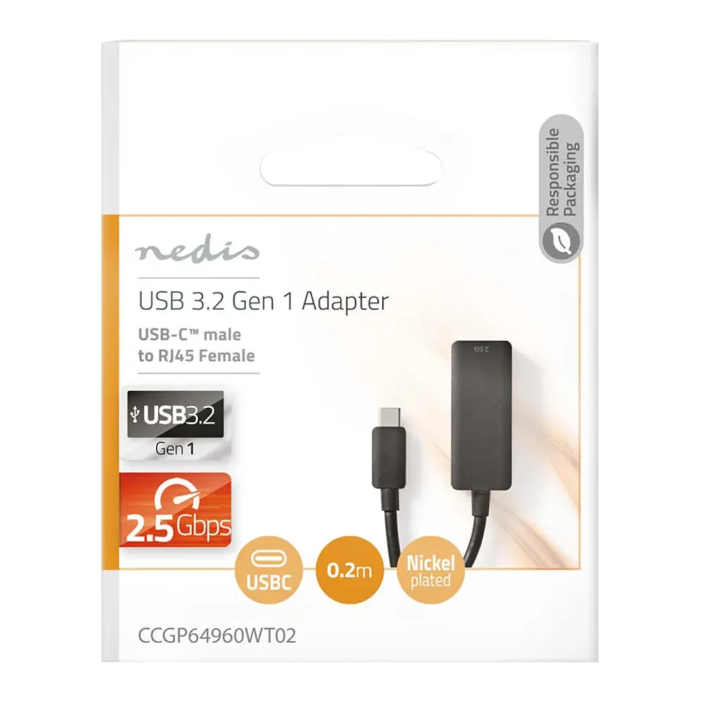 Nedis Nettverkskort For Kablet Nettverk17|Gigabit-nettverkskort USB-C 2,5 Gb/s