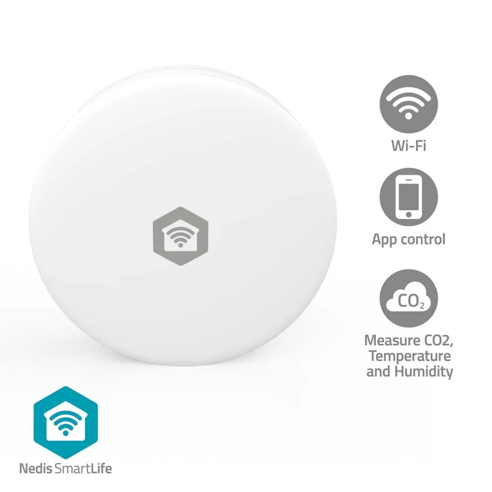 Nedis Smarte Sensorer|SmartLife luftkvalitetsmåler med CO₂-sensor og wifi