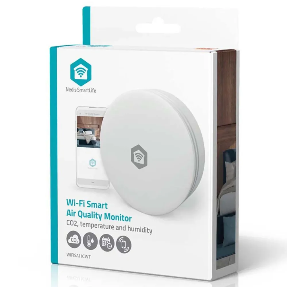 Nedis Smarte Sensorer|SmartLife luftkvalitetsmåler med CO₂-sensor og wifi