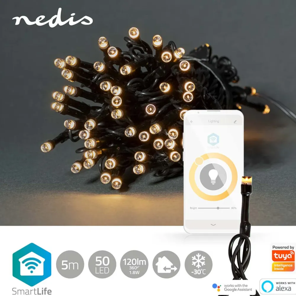 Nedis Smart Belysning|Utendørs Belysning|SmartLife Varmhvit Lyslenke 5 m
