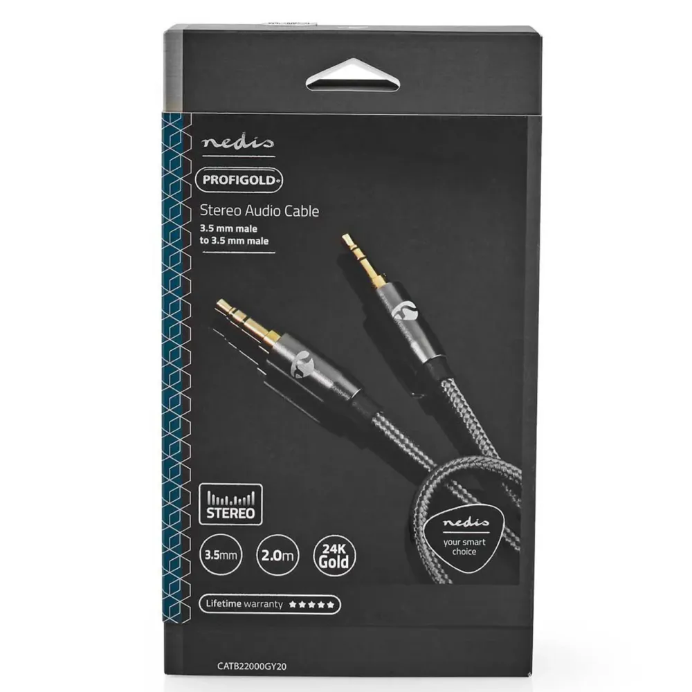 Nedis Lyd- & Videokabler|Stereolydkabel 3,5 mm hann til hann 2 m