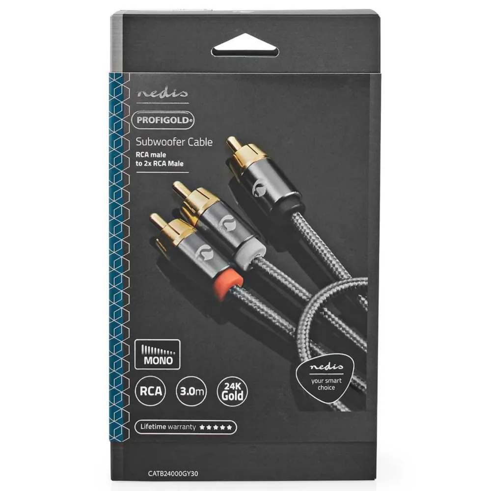 Nedis Lyd- & Videokabler|Kabler For Lyd|Subwooferkabel RCA til 2x RCA 3 m