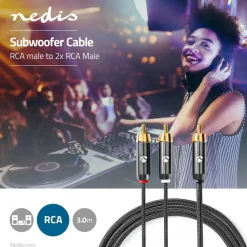 Nedis Lyd- & Videokabler|Kabler For Lyd|Subwooferkabel RCA til 2x RCA 3 m
