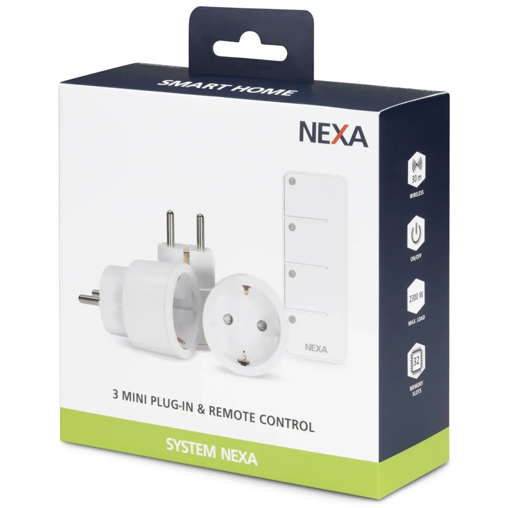 Nexa Fjernstrømbryter|Startpakke|Fjernstrømbryterpakke med uttak og fjernkontroll 3-pk.