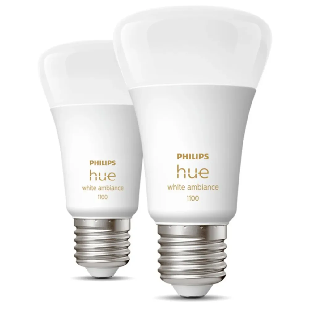 Philips Hue Smart Belysning|Smart Belysning|Ambiance Smart LED-pære E27 1100 lm 2-pack