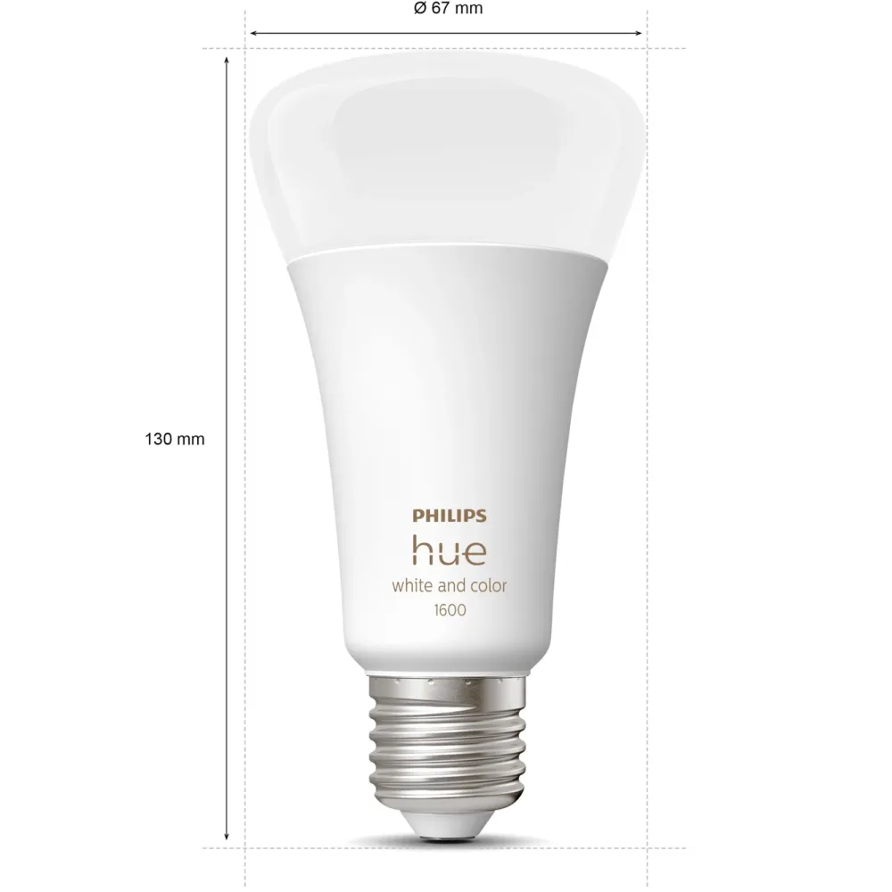 Philips Hue Smart Belysning|Lyslenker|Color Ambiance Smart LED-pære E27 1600 lm