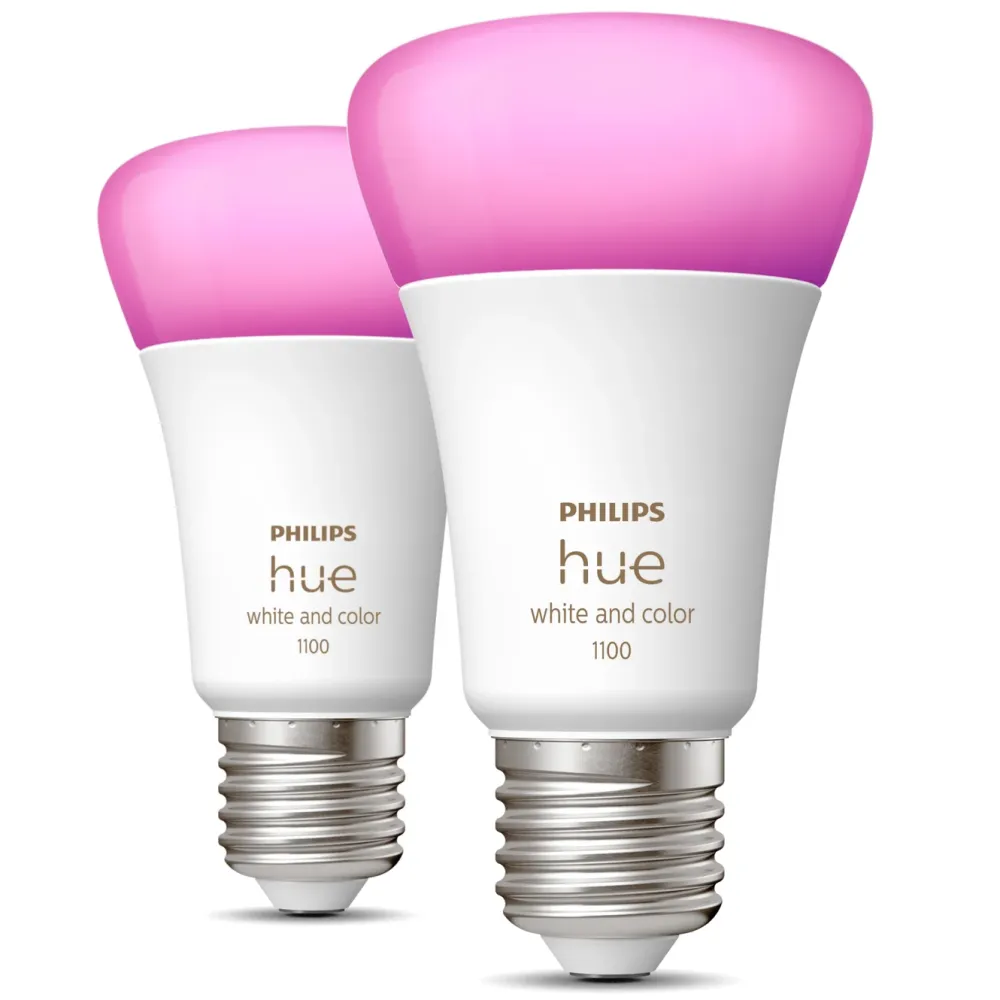 Philips Hue Smart Belysning|Smart Belysning|Color Ambiance Smart LED-pære E27 1100 lm 2-pk.