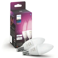 Philips Hue Smart Belysning|Smart Belysning|Color Ambiance Smart LED-pære E14 470 lm 2-pk.