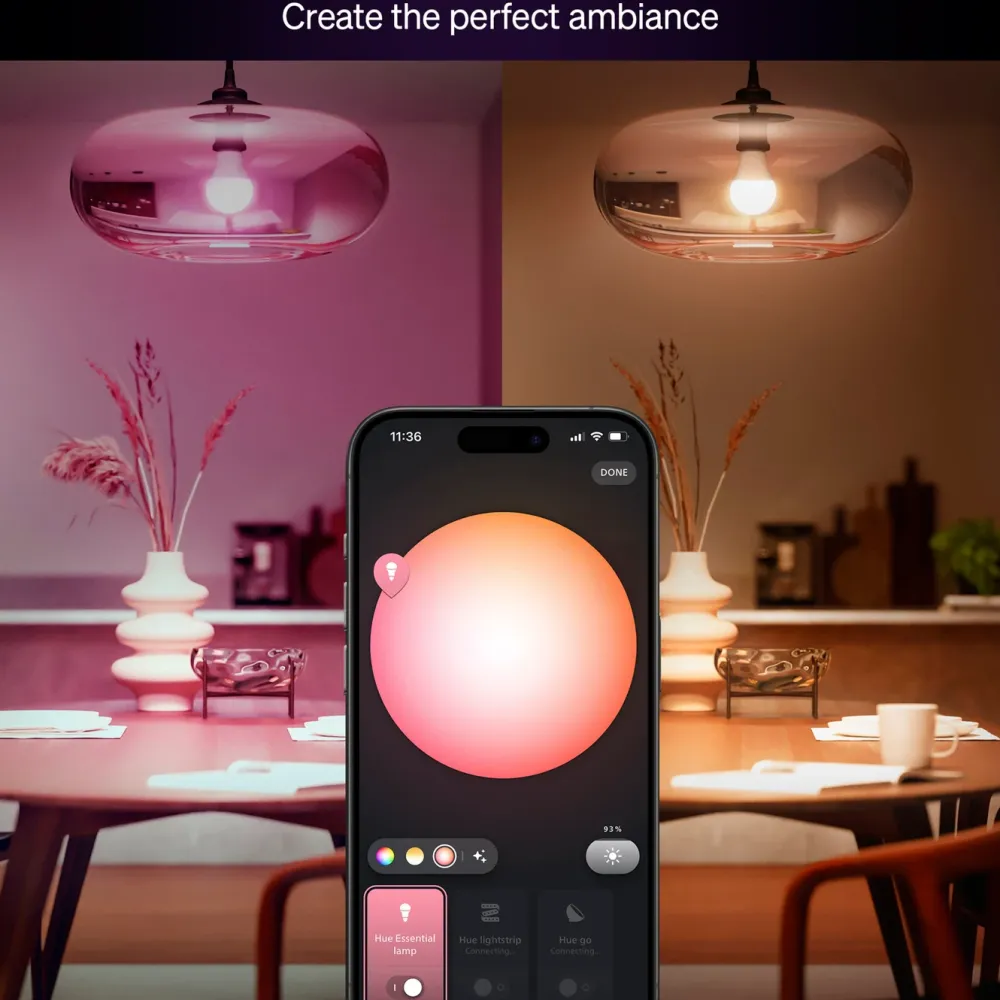 Philips Hue Lyslenker|Taklamper|Essential Smart LED-pære E27 806 lm 1-pk.