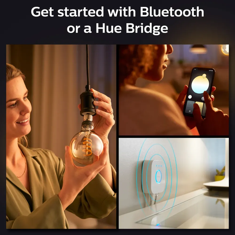 Philips Hue Smart Belysning|Lyslenker|Filament G125 E27 Smart LED-pære 550 lm