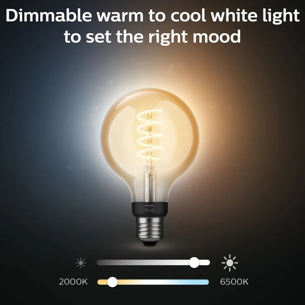 Philips Hue Smart Belysning|Smart Belysning|Filament G93 E27 Smart LED-pære 550 lm