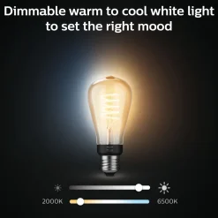 Philips Hue Smart Belysning|Smart Belysning|Filament ST64 E27 Smart LED-pære 550 lm