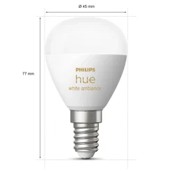 Philips Hue Smart Belysning|Smart Belysning|Luster Kuleformet LED-pære White Ambiance E14 470 lm