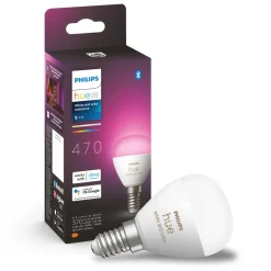 Philips Hue Smart Belysning|Smart Belysning|Luster Kuleformet LED-pære White and Color Ambiance E14 470 lm